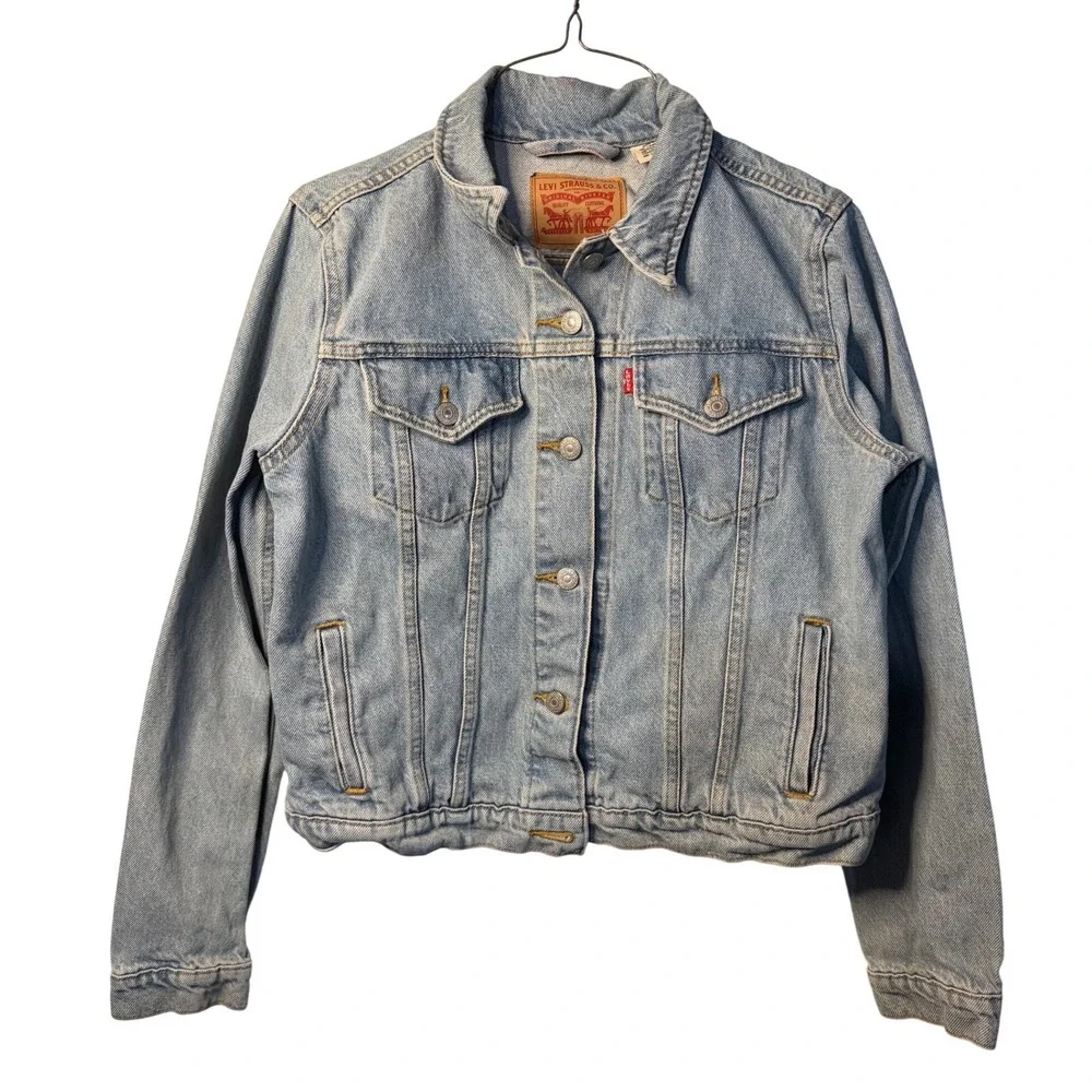 VTG Levi Strauss Denim Jacket‎ Light Wash Trucker Jean Coat Girls Large Girls